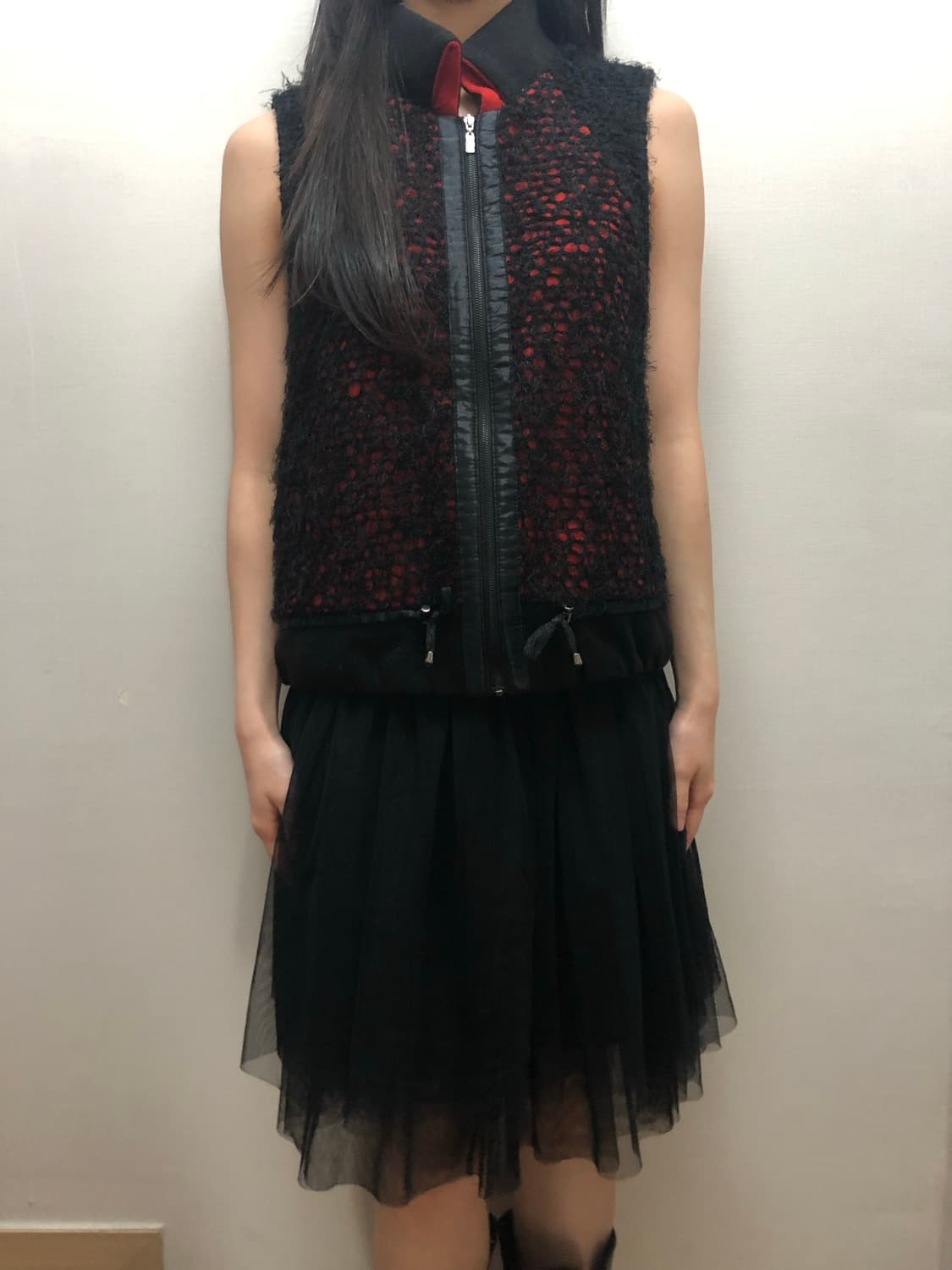 빈티지 펑크 블랙 레드 베스트 상품이미지3