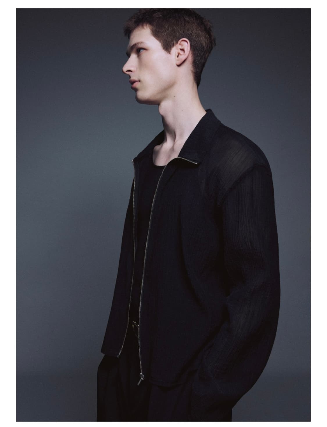 (우마뭉)Crinkled Cotton Zipup Jacket_Black 상품이미지4
