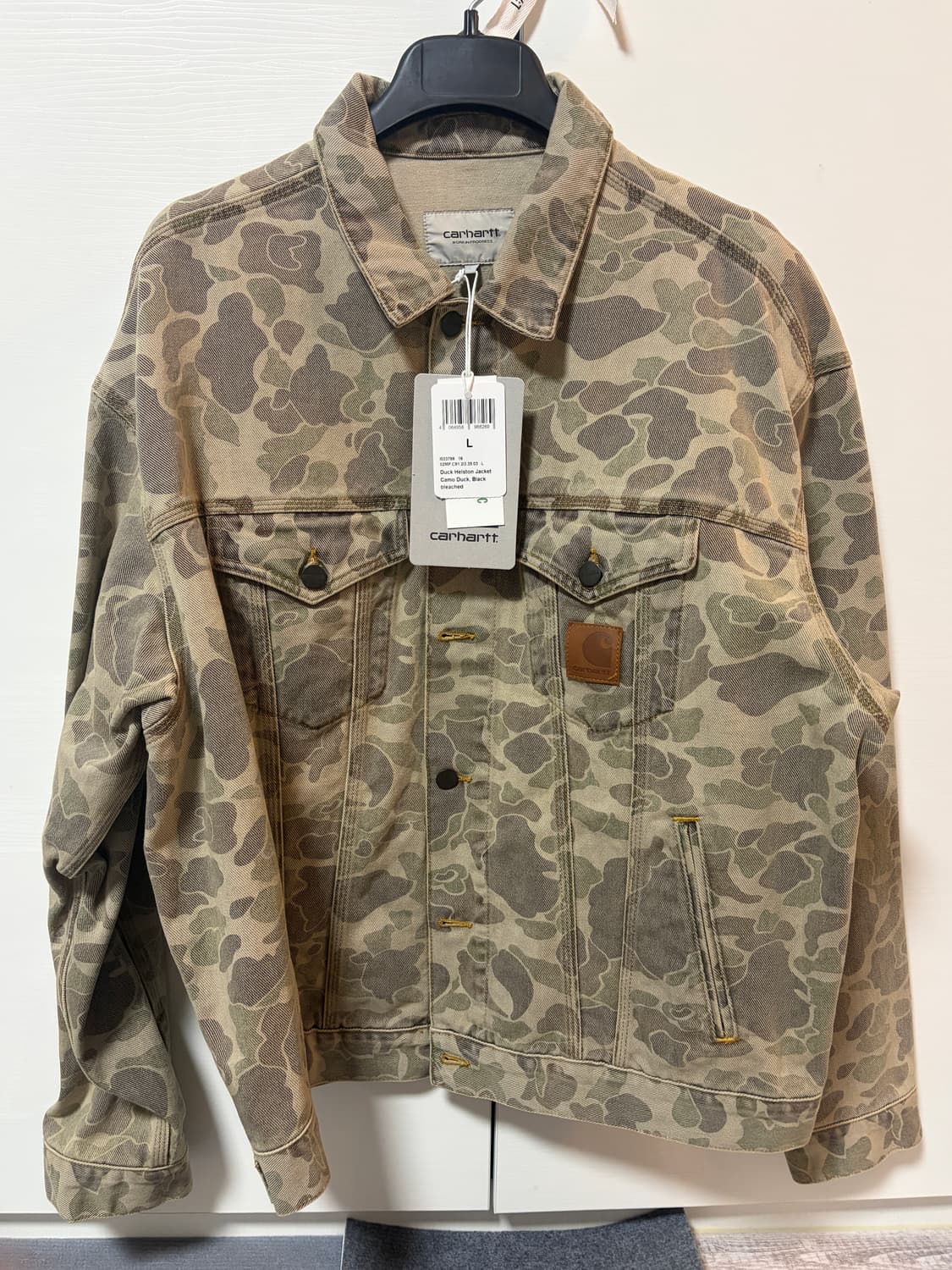 칼하트 WIP 덕 헬스턴 자켓 카모 덕 블랙 블리치드 L 새상품 상품이미지2
