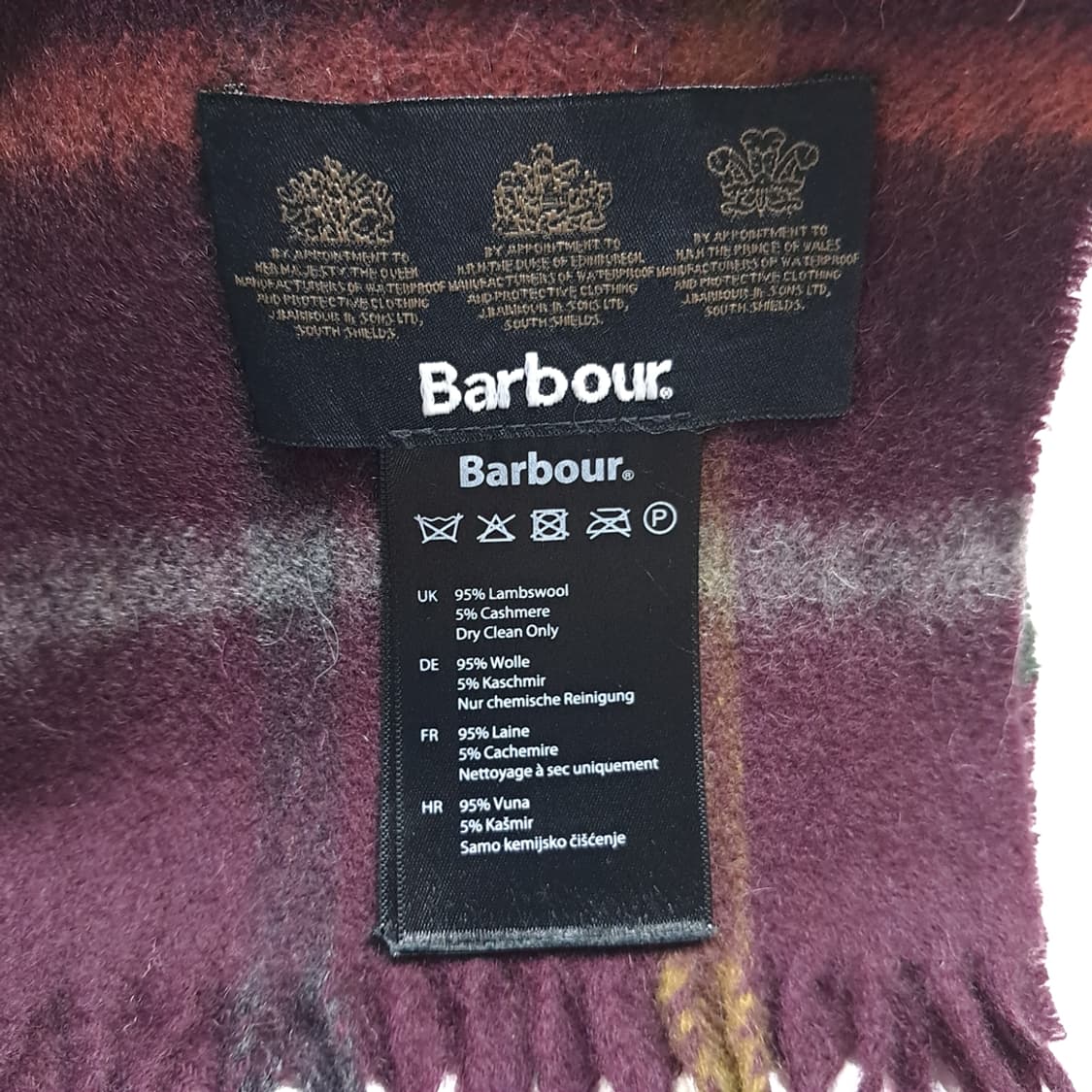 MX498 바버 울캐시미어 타탄체크 버건디 머플러 목도리 상품이미지4