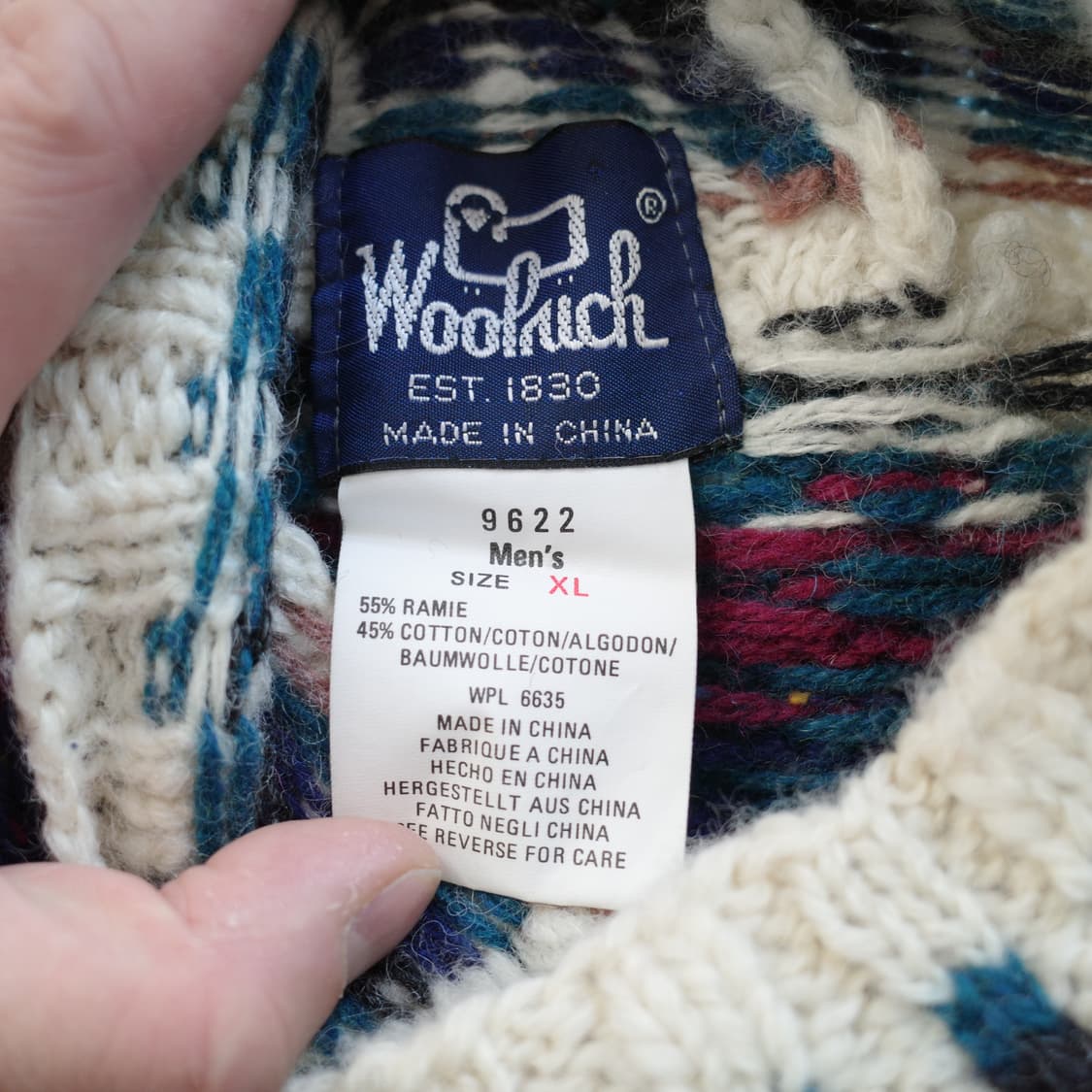 90s 울리치 에스닉 나바호 아즈텍 패턴 헤비 울 니트 (XL)  상품이미지5