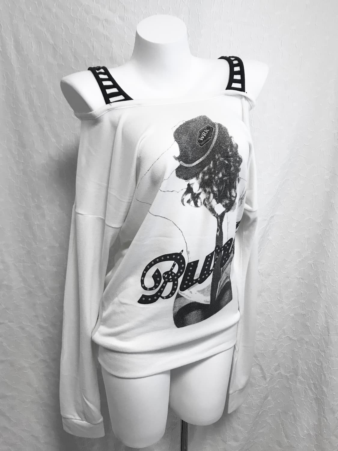 빈티지 갸루 펑크 레이어드 오프숄더 롱슬리브 탑 상품이미지1