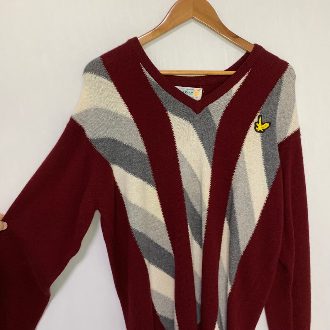 라일앤스콧 브이넥 캐시미어 패턴 니트 일본빈티지 상품이미지3