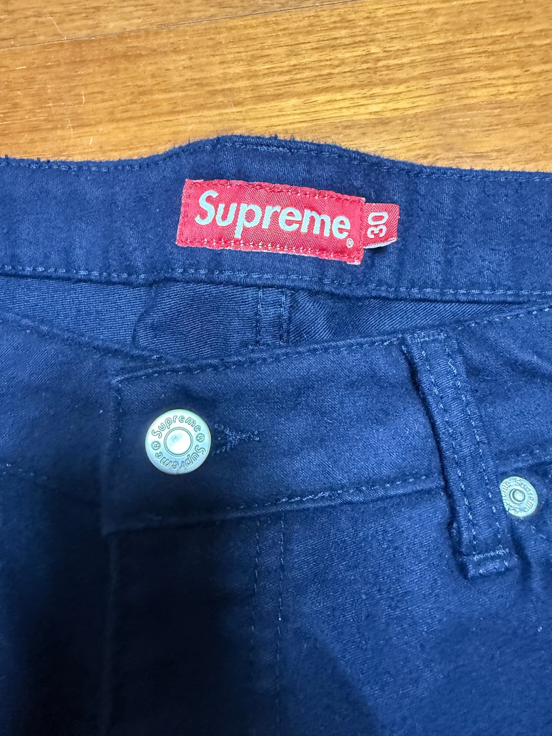 슈프림 네이비 몰스킨 더블니 팬츠 상품이미지3