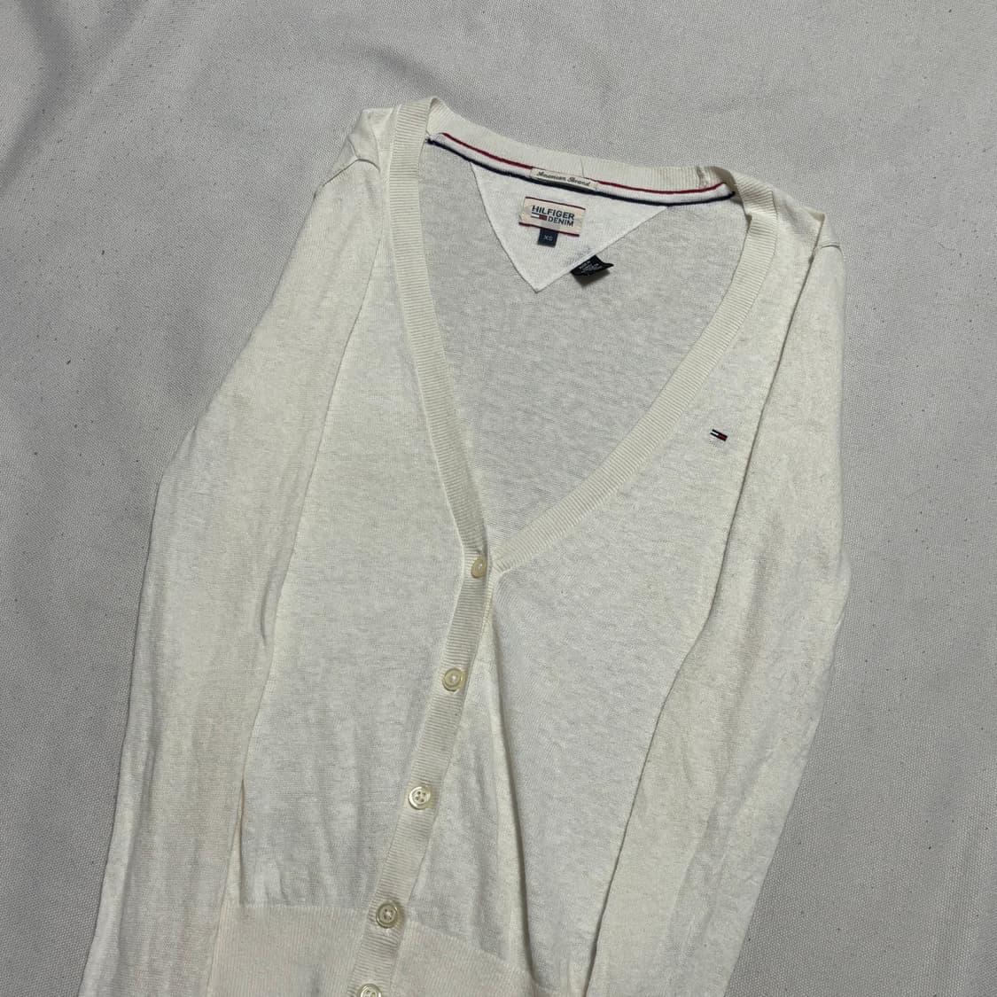 XS 타미힐피거 여성용 화이트 브이넥 가디건 상품이미지1