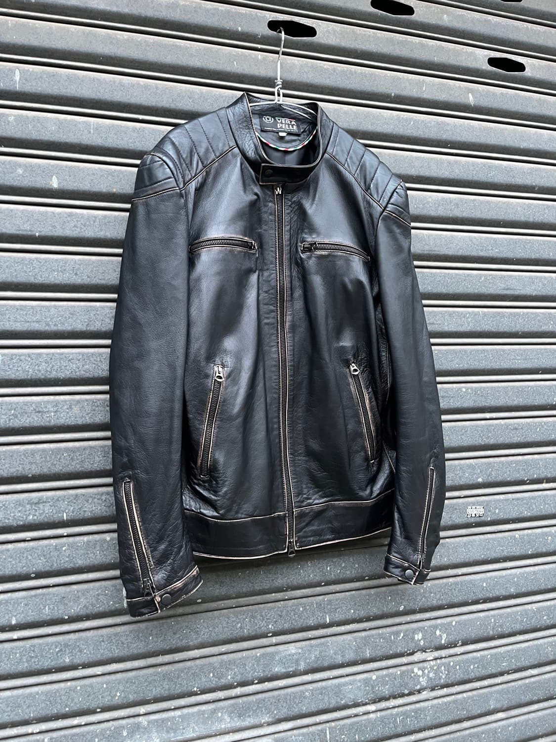 Italy made 리얼 레더 바이커 자켓 상품이미지6