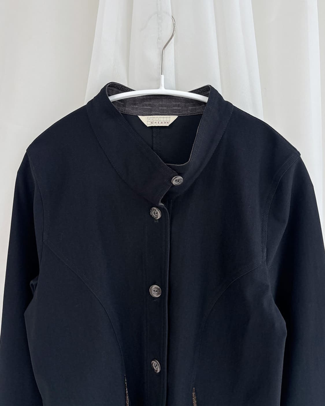 스탠드 칼라 버튼업 디자인 자켓 상품이미지3