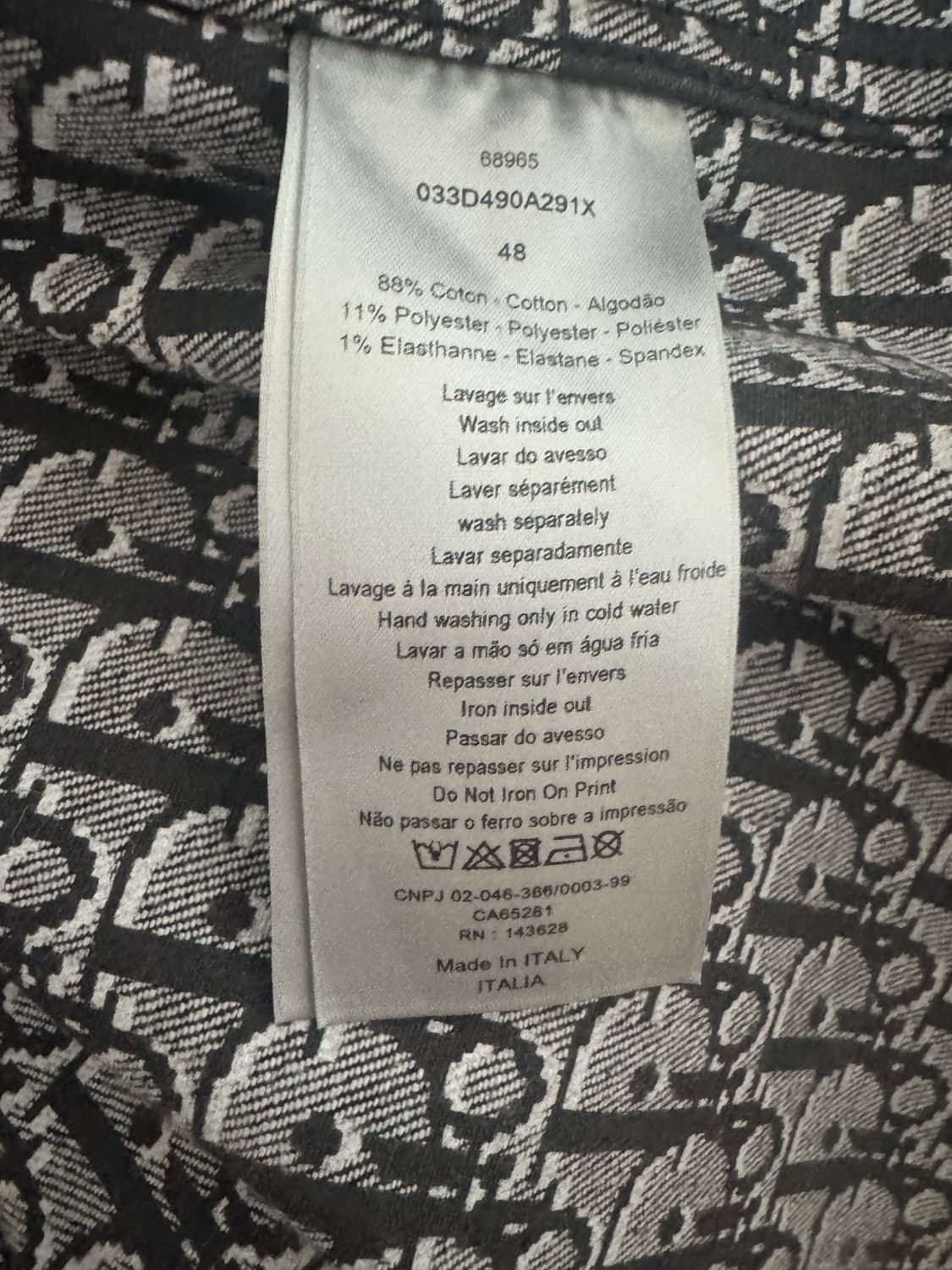 디올 오블리크 데님 자켓 블랙 48 상품이미지4