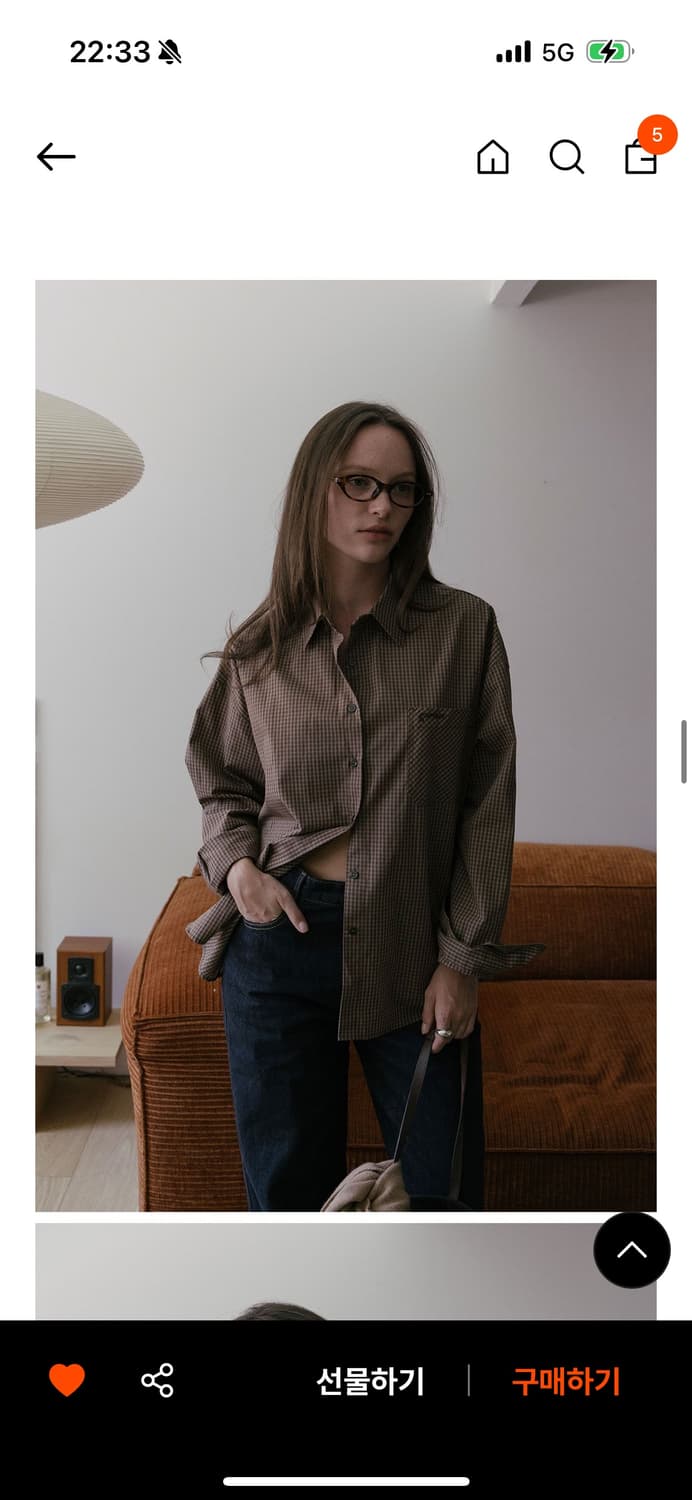 가더 브라운 체크셔츠 상품이미지2