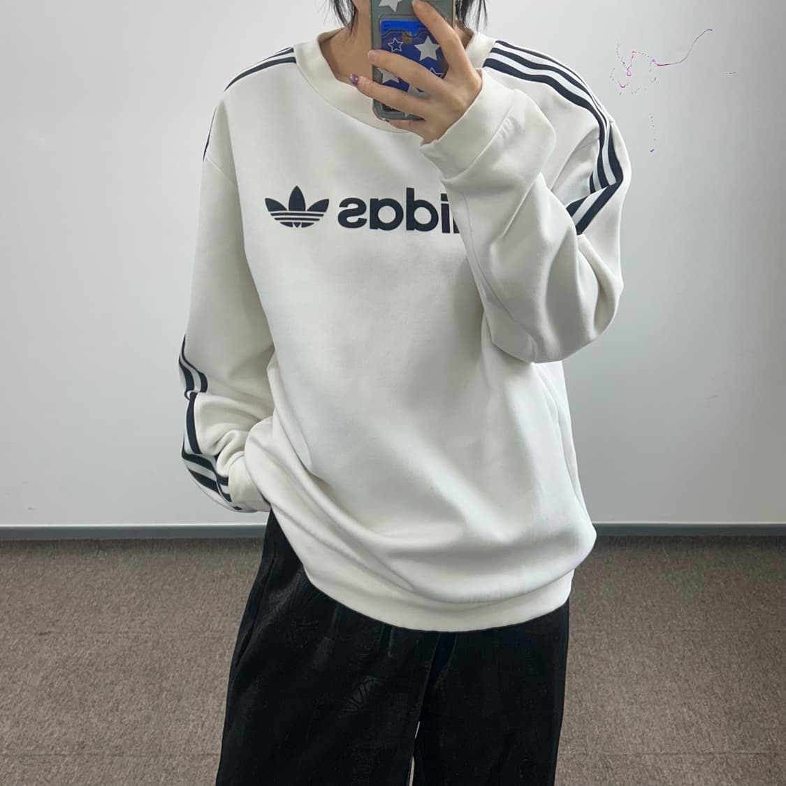 Adidas 아디다스 파이어로고 트랙 아이보리 맨투맨 상품이미지1