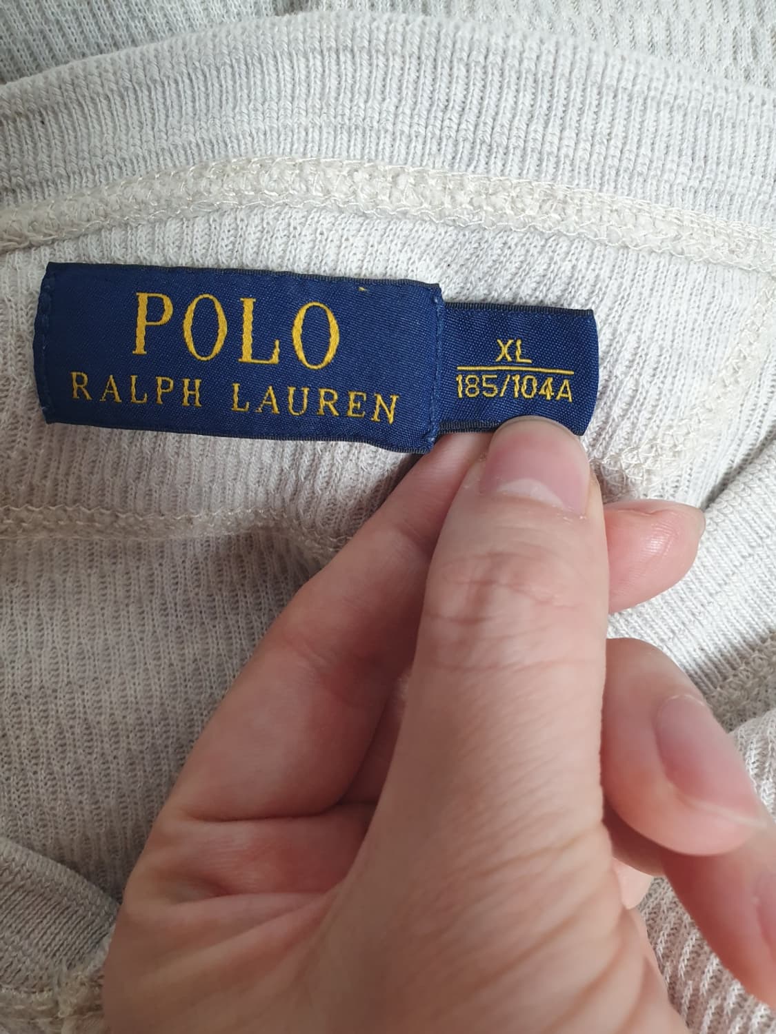 폴로 랄프로렌 와플 헨리넥 롱슬리브 니트 라이트베이지 XL 오버핏 상품이미지5