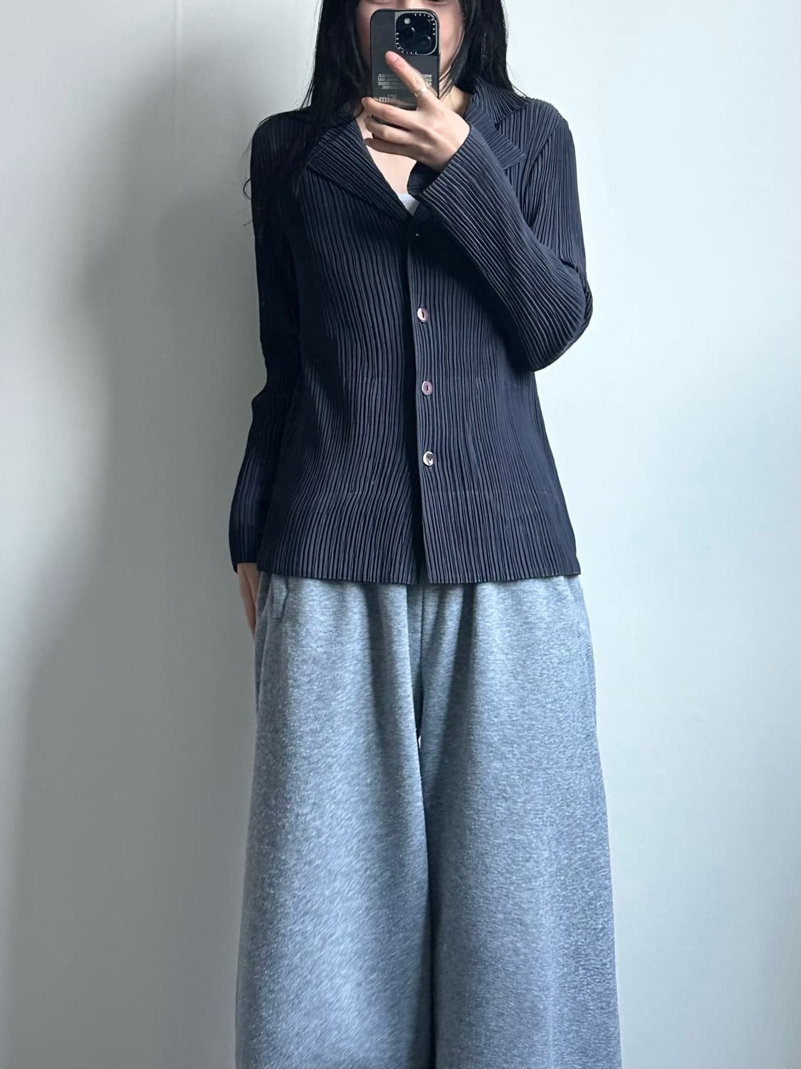 Japanese Vintage 플리츠플리스 가디건 상품이미지1