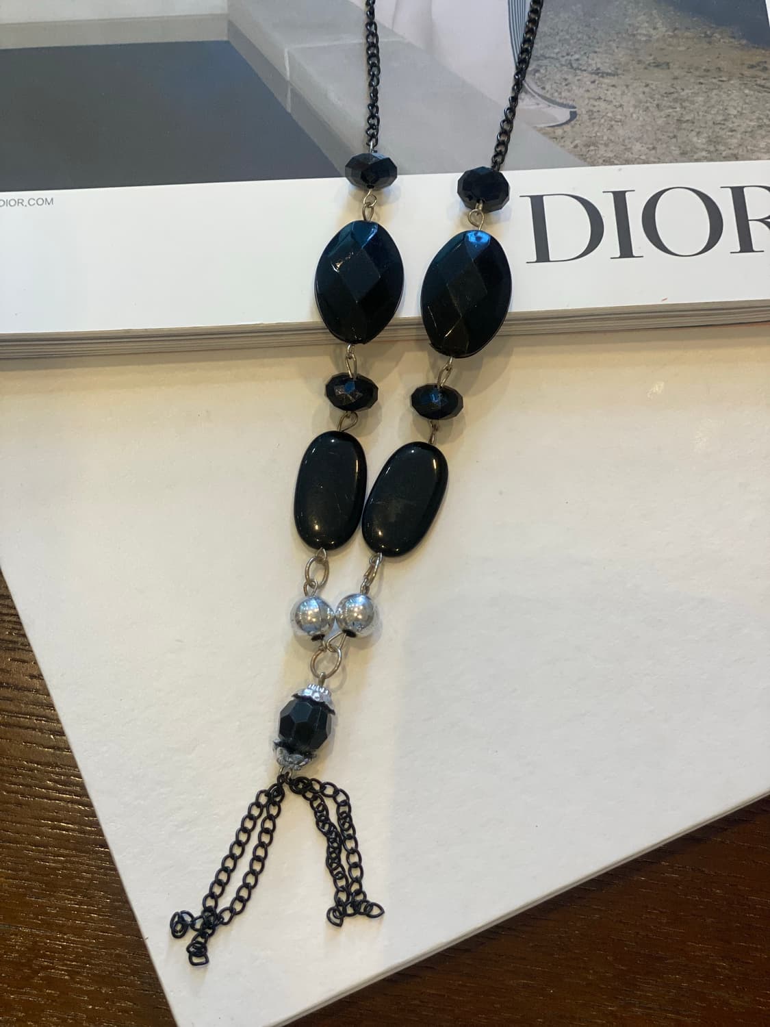 다크엔젤 무드 빈티지 블랙 비즈 목걸이 태슬 상품이미지6