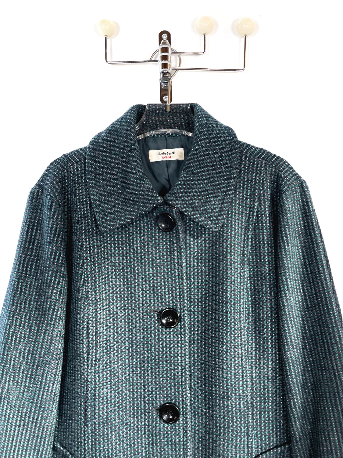 빈티지 블루 그린 울 코트 상품이미지3