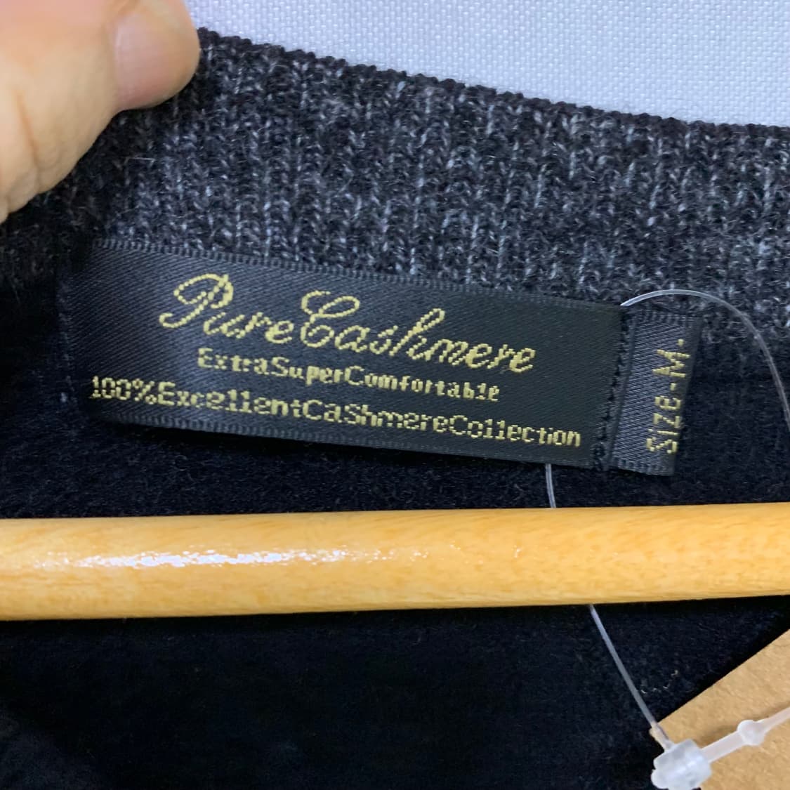 퓨어 캐시미어 100% 빈티지 브이넥 니트 조끼 블랙  상품이미지6