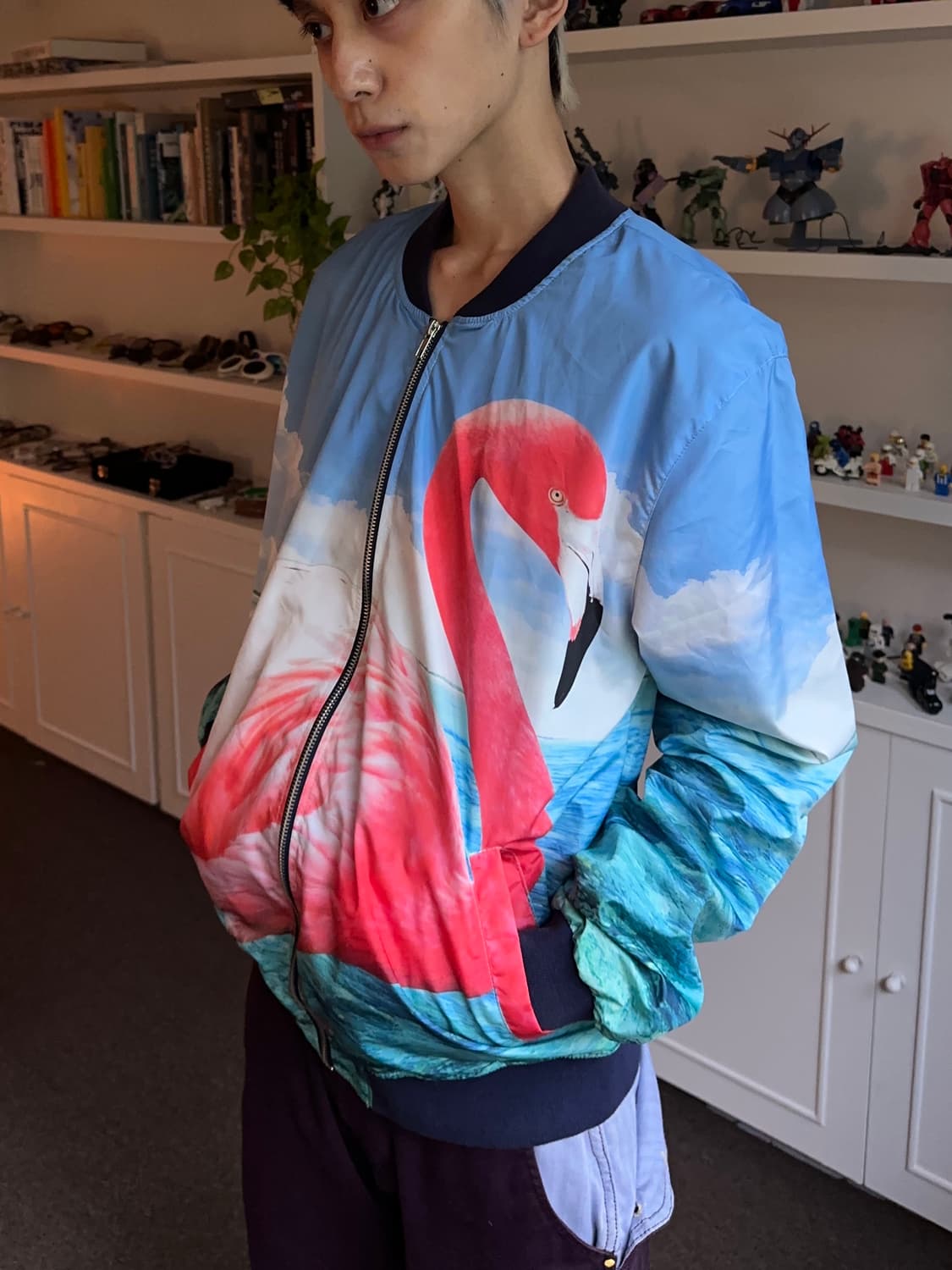 Bershka 올오버 플라밍고 블루종 상품이미지1