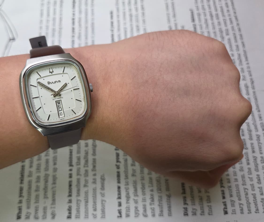 빈티지 부로바 사각탱크형 오리지널 실버판 데이데이트 오토매틱  상품이미지9