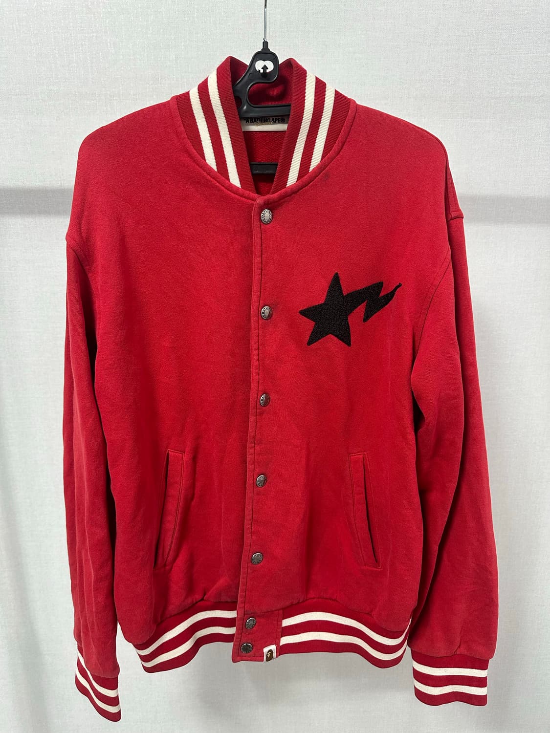 베이프 OG 스타자수로고 코튼 바시티자켓 L 상품이미지2