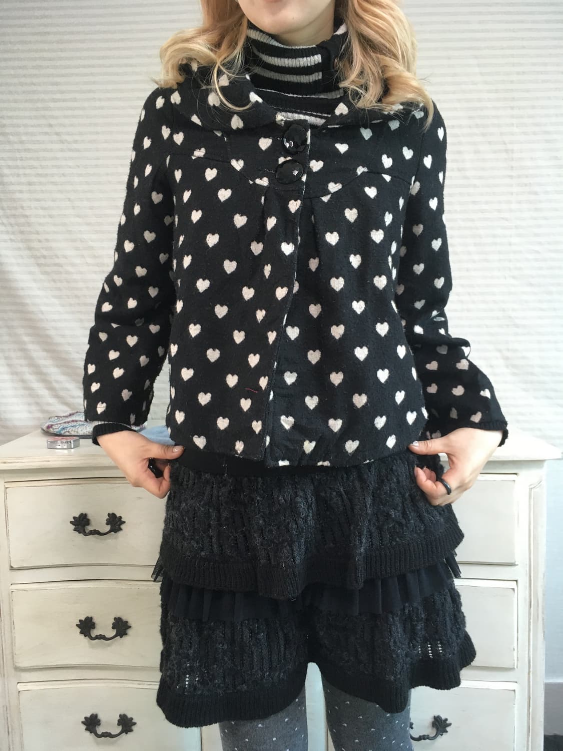 jpn vintage black heart collar jacket 상품이미지2