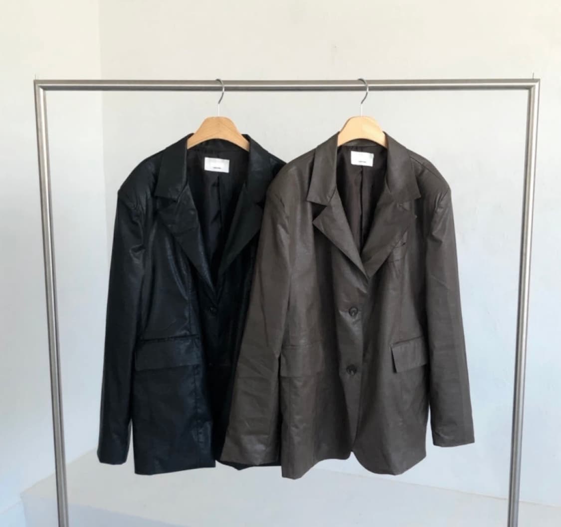 윈아웃 나인 오버핏 박시 레더자켓 브라운 상품이미지7