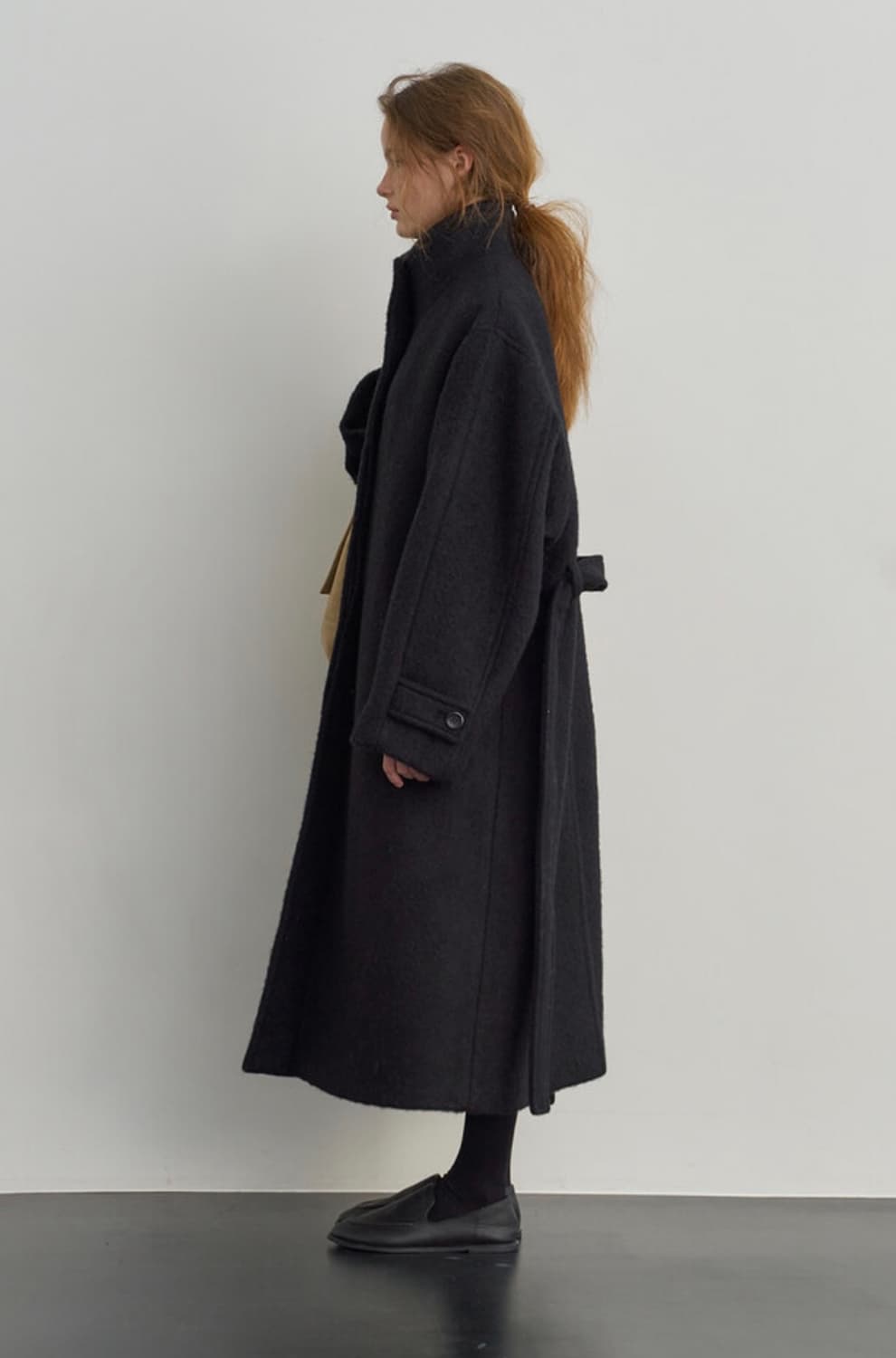 Oversized high neck boucle coat (Black) 상품이미지4