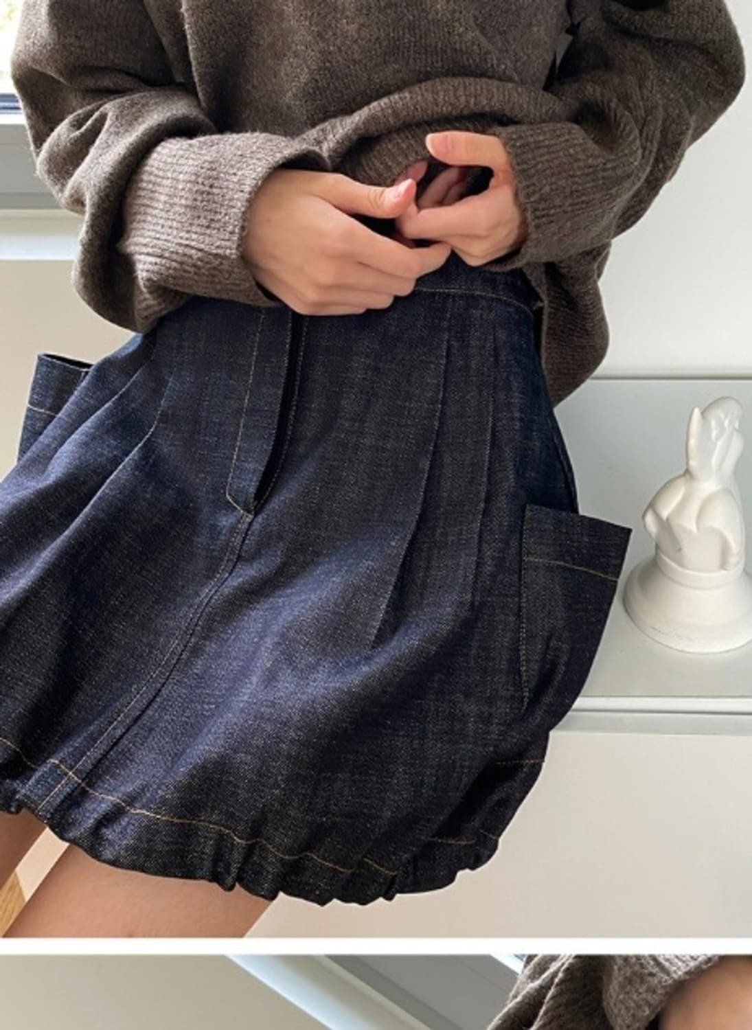 생지 데님 펌킨 스커트 상품이미지6