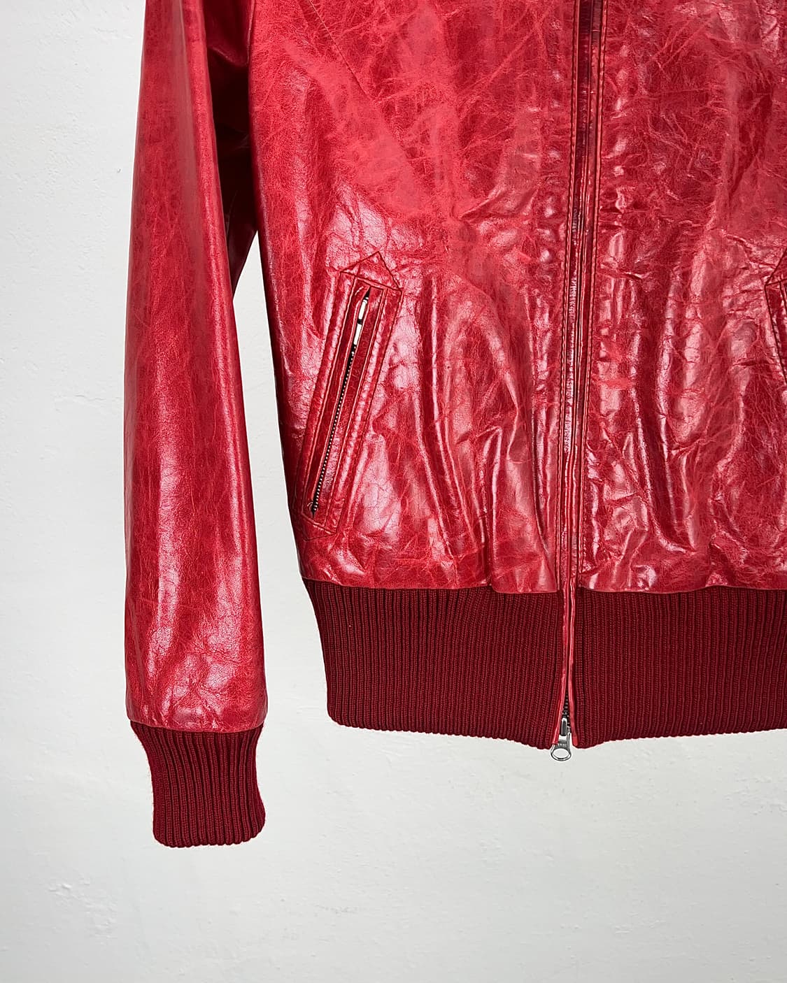 y-3 레드 글로시 램버트 레더 투 팩 라이더 자켓 상품이미지4