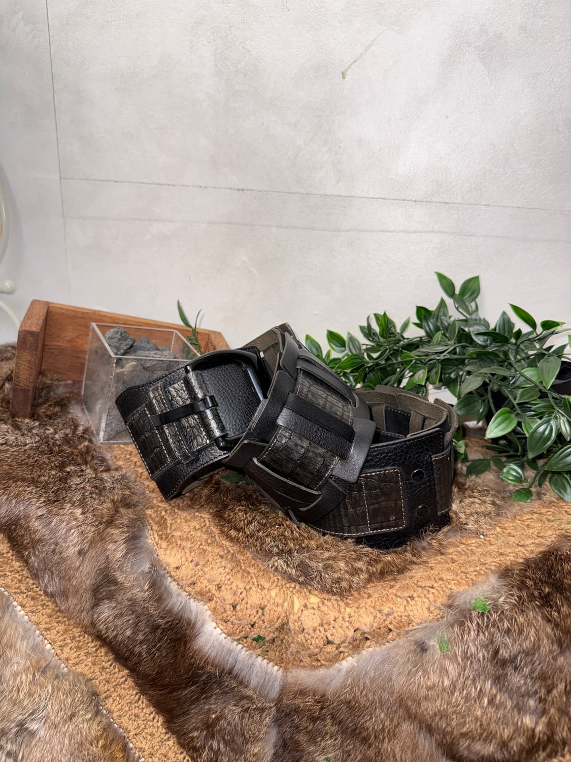 DEMOO black metallic python buckle belt  상품이미지2