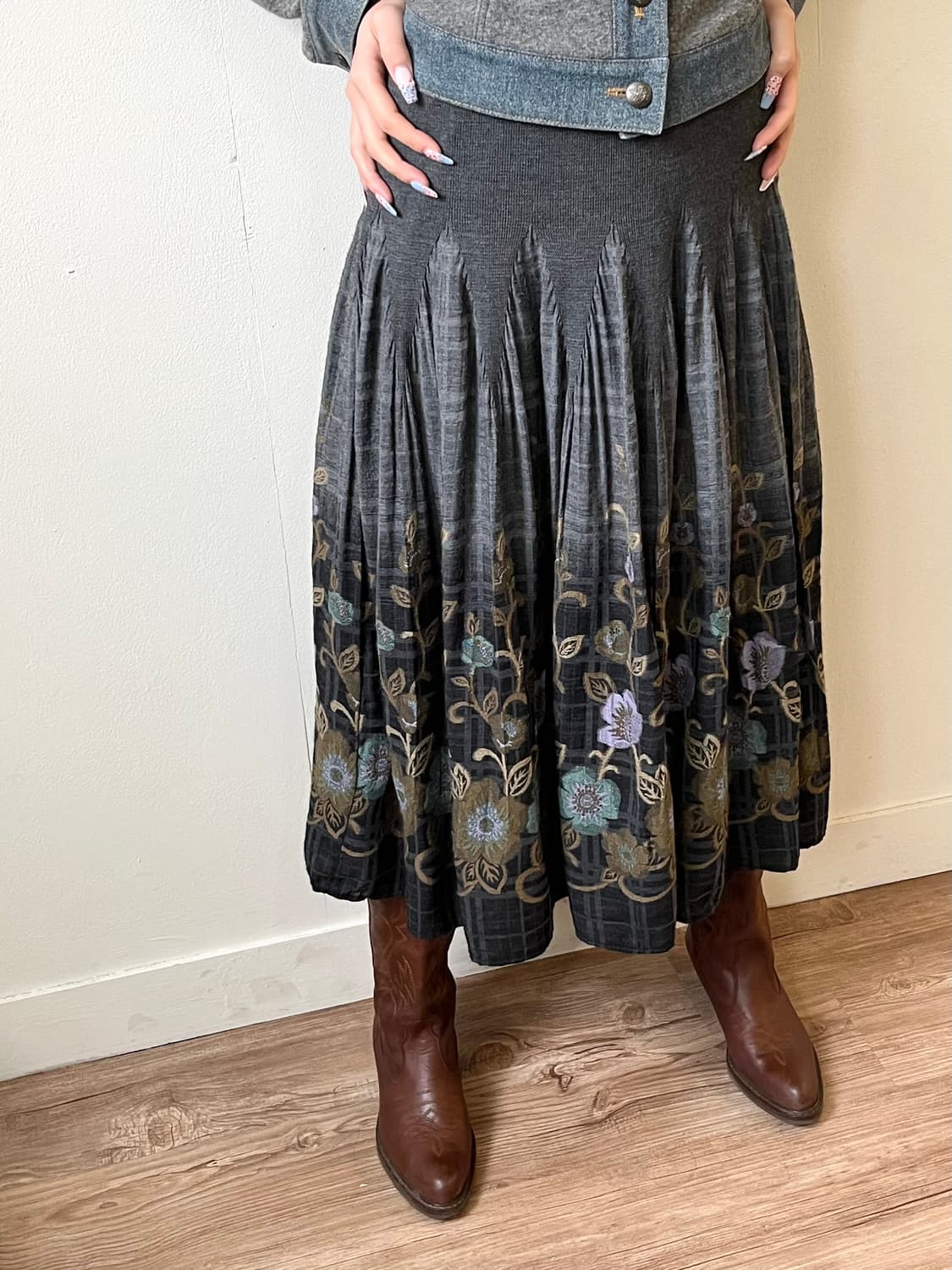 papiral 밴딩 아트 플라워 스커트 상품이미지4