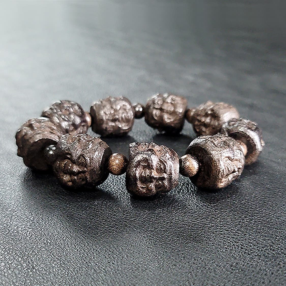 희로애락 백단향 20mm 남자 소품 부처님 얼굴 불교 염주 팔찌 상품이미지1