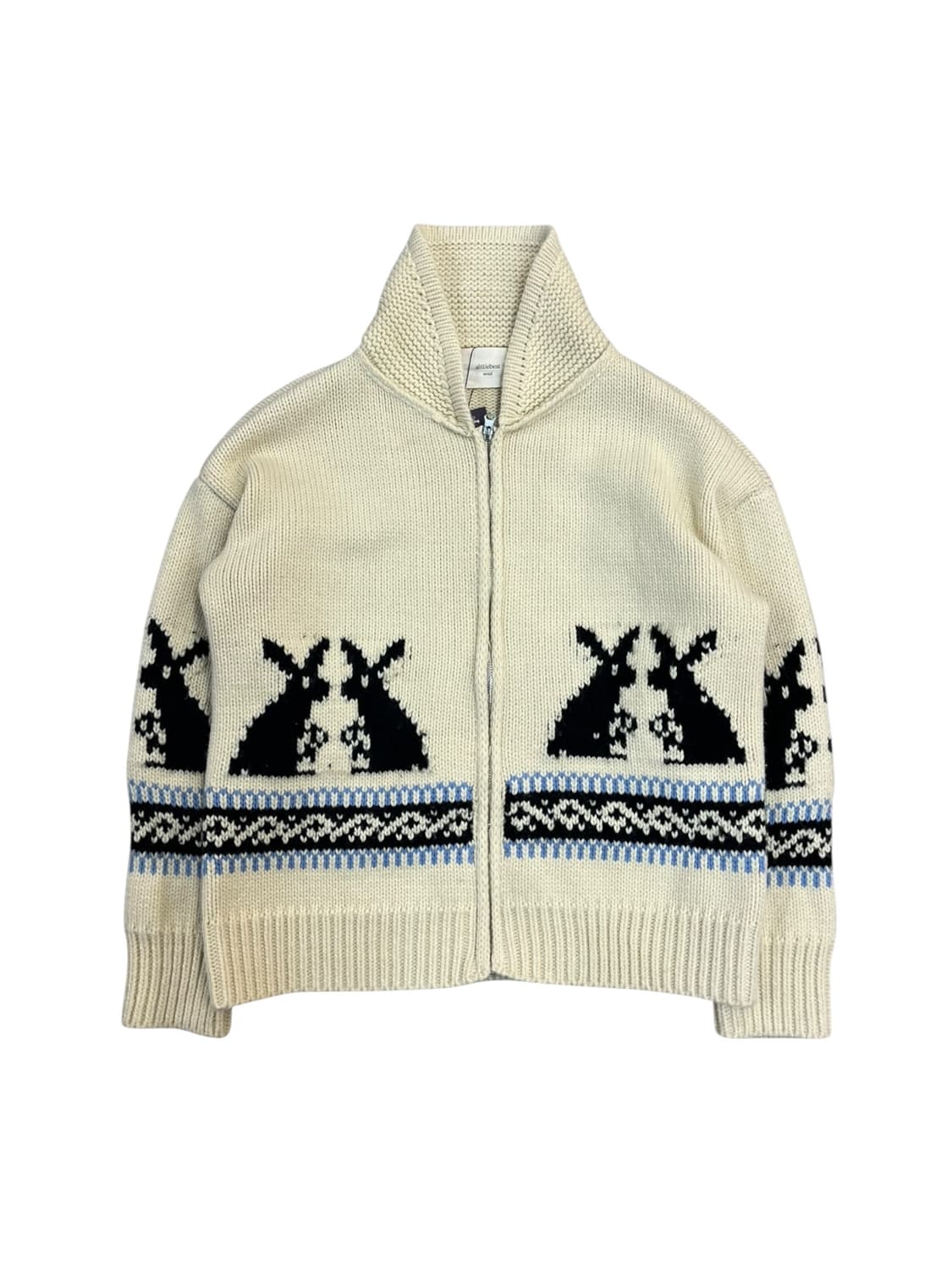 빈티지 토끼 패턴 뜨개 니트 집업 아이보리 #csz2545  상품이미지3