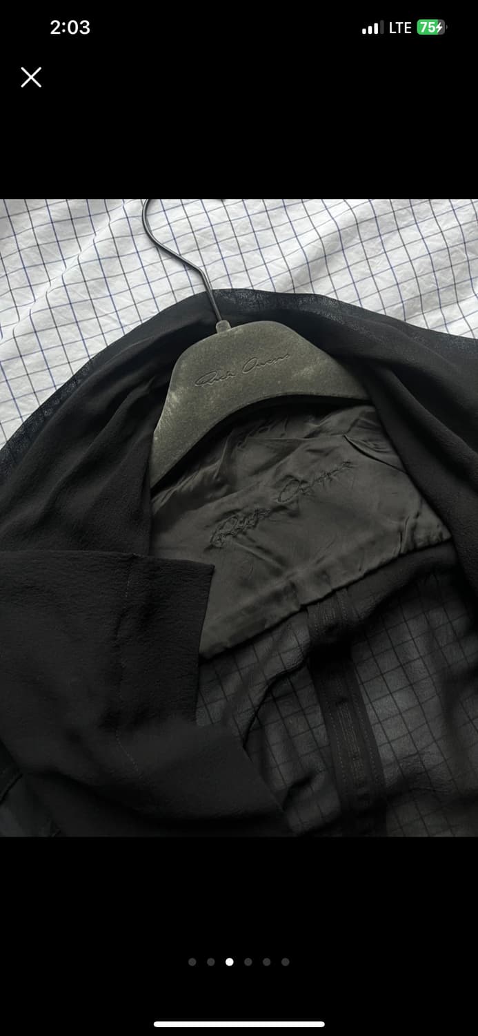 릭오웬스 블랙 가죽 시폰 시스루 자켓 상품이미지3