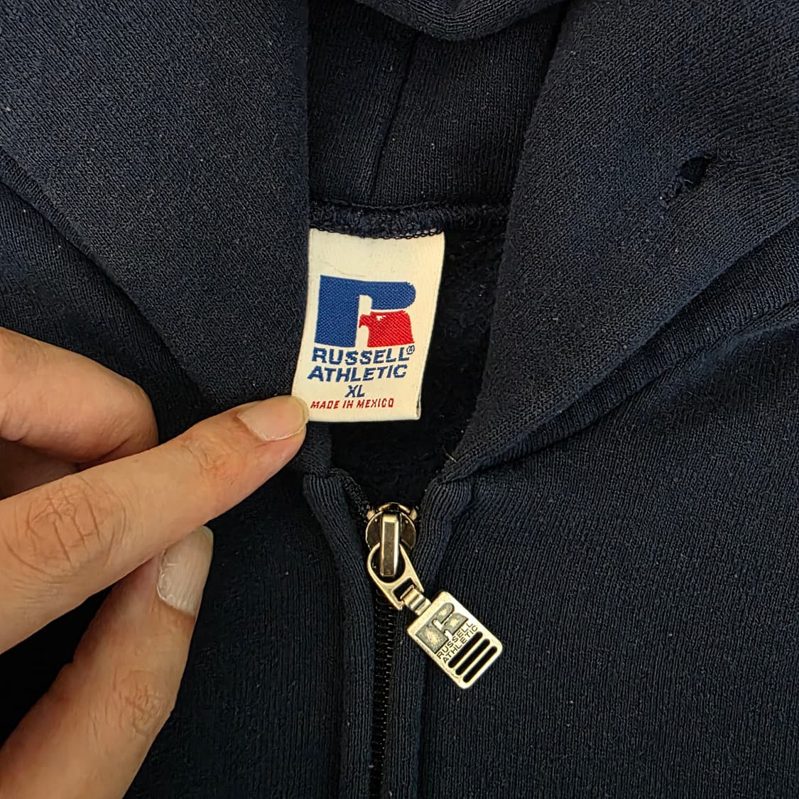 [XL] 90s 러셀 애슬레틱 후드집업 네이비 베드컨디션 ver.12 상품이미지3