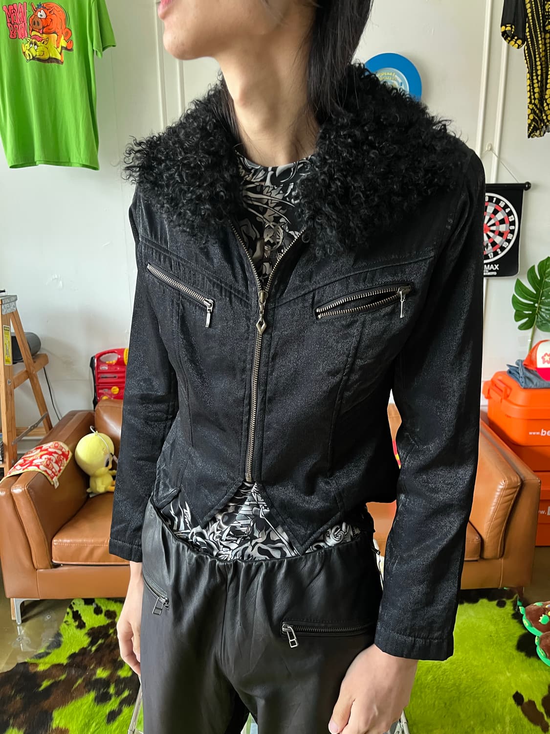 Ca Et La サエラ Tibet Lamb Fur Trim Jacket 상품이미지2