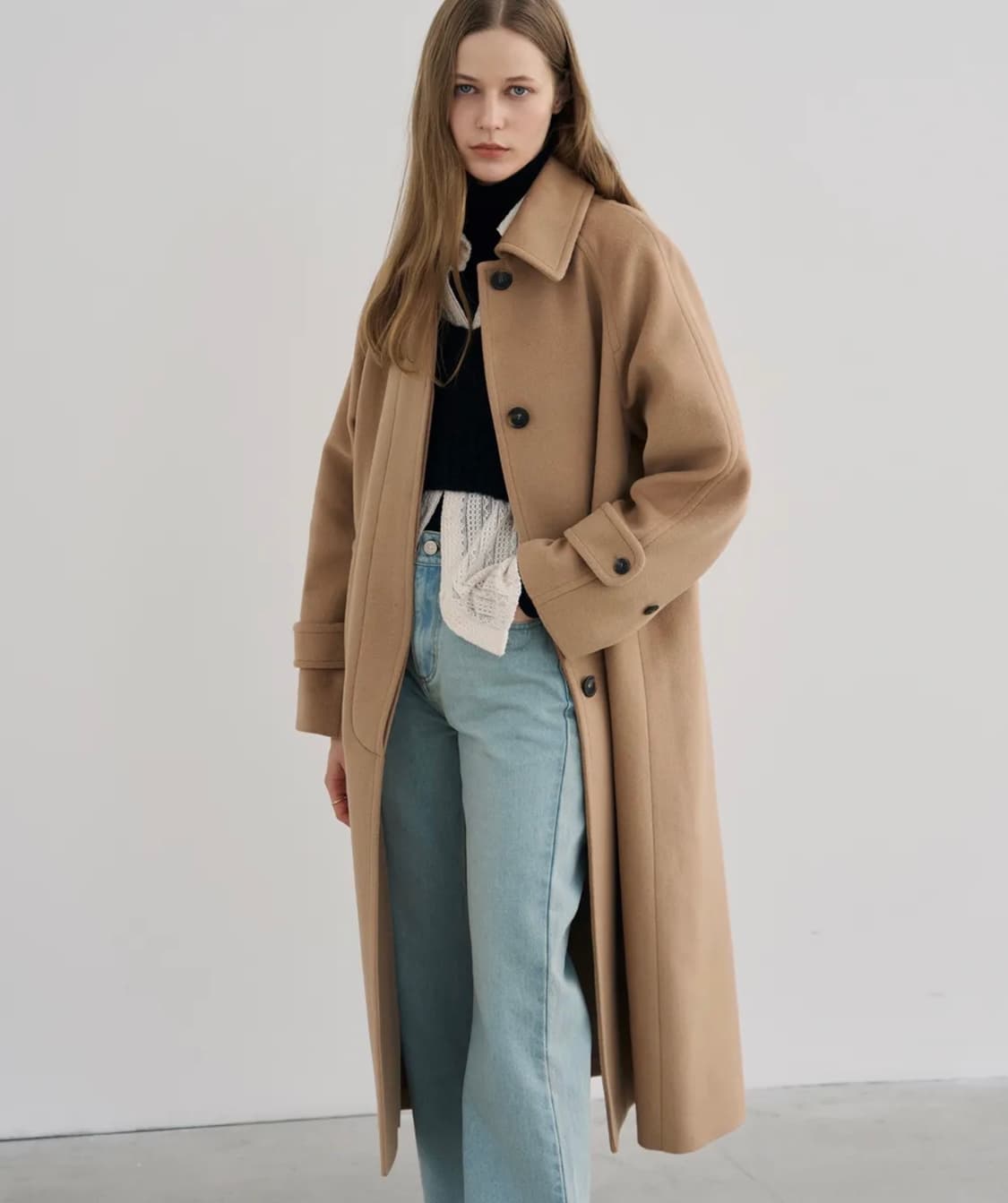 [새상품] 드로우핏 우먼 소프트 캐시미어 싱글 발마칸 코트 베이지 S 상품이미지1