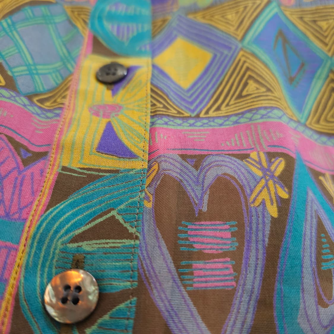 에스닉 기하학 패턴 시어 블라우스 셔츠 상품이미지6