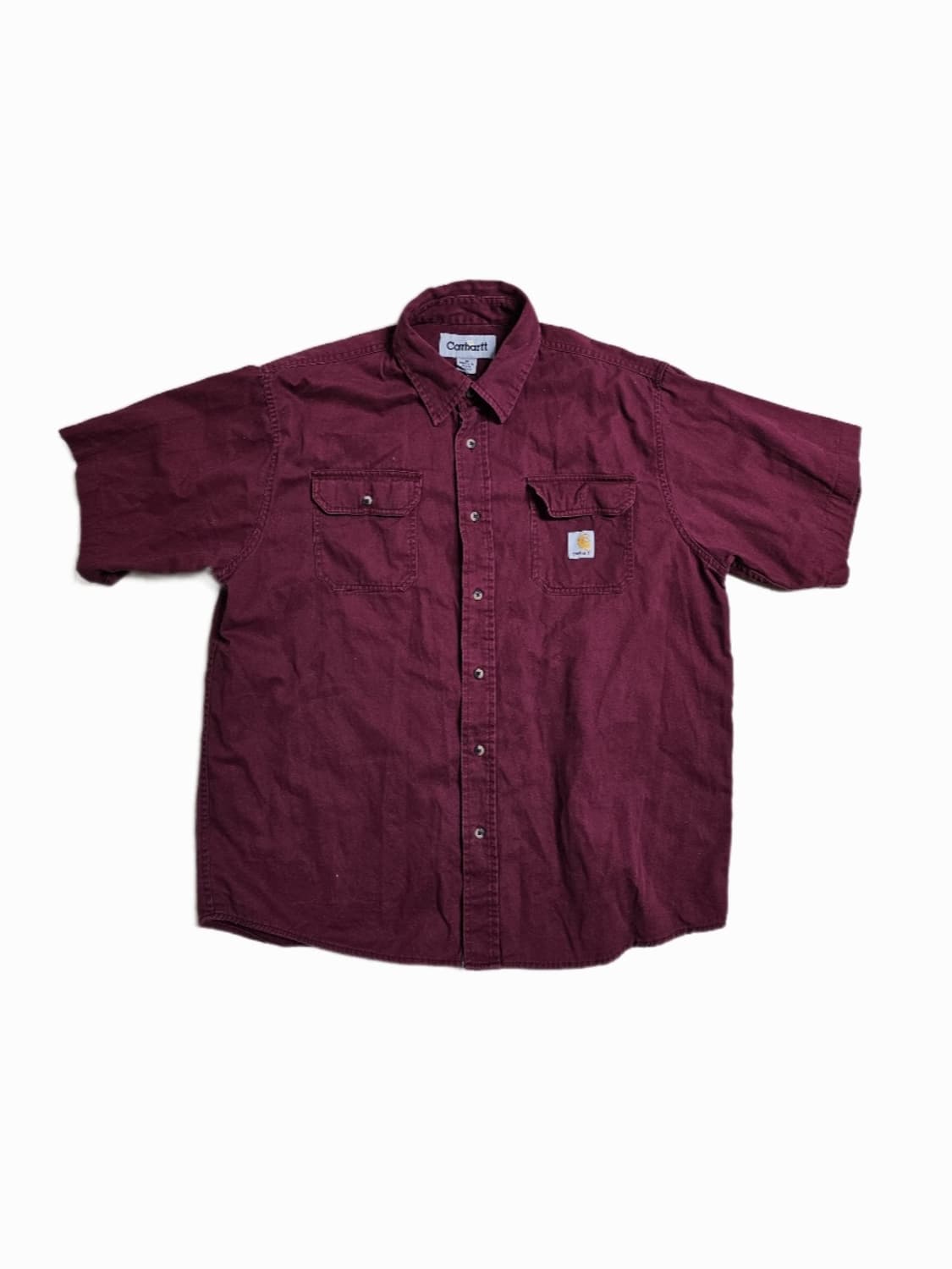 ​[M / 105-110] 칼하트 오리지널 핏 워싱 레드 반팔 워크 셔츠 상품이미지1