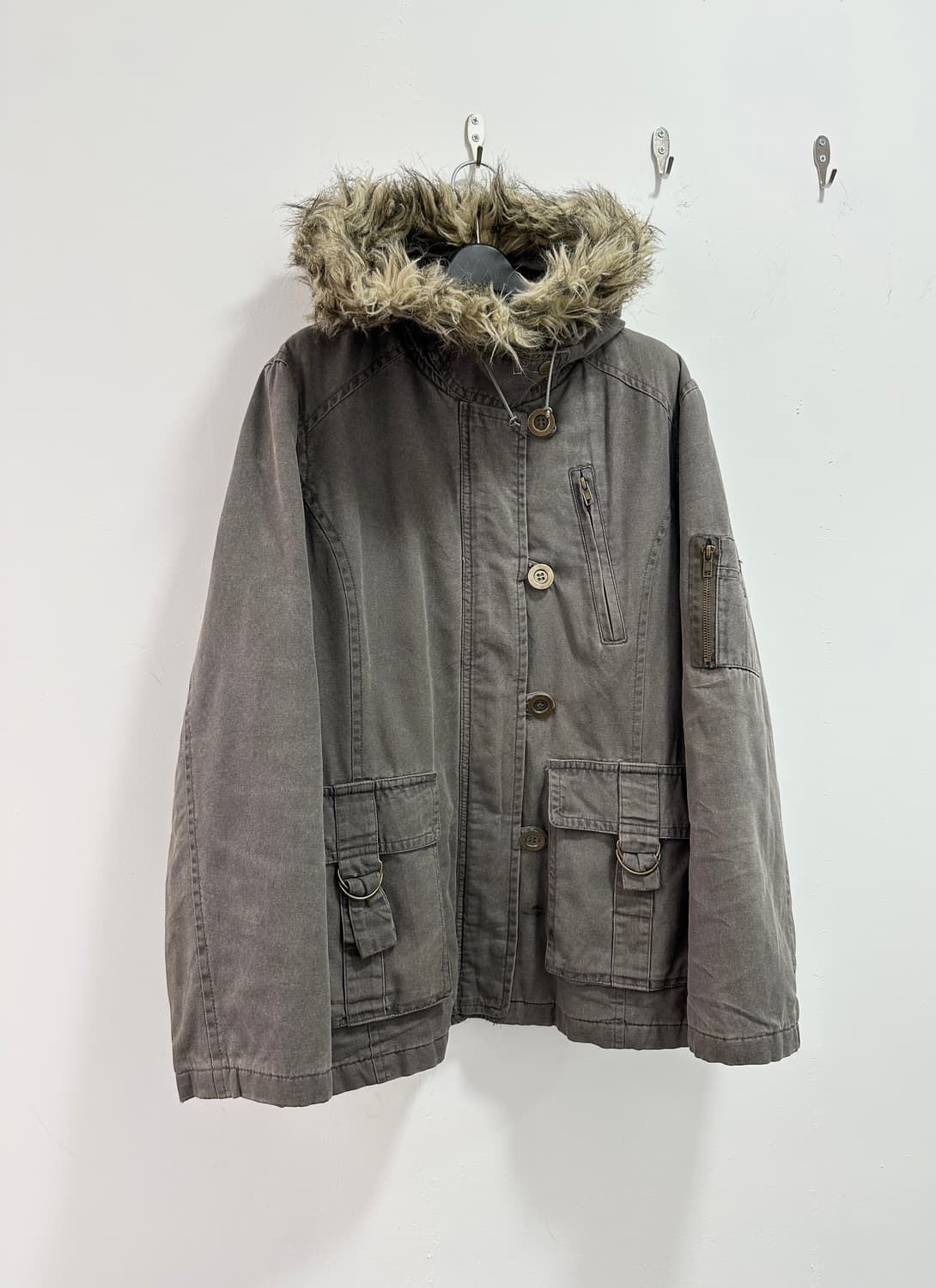 Grunge fur padded jacket 상품이미지2