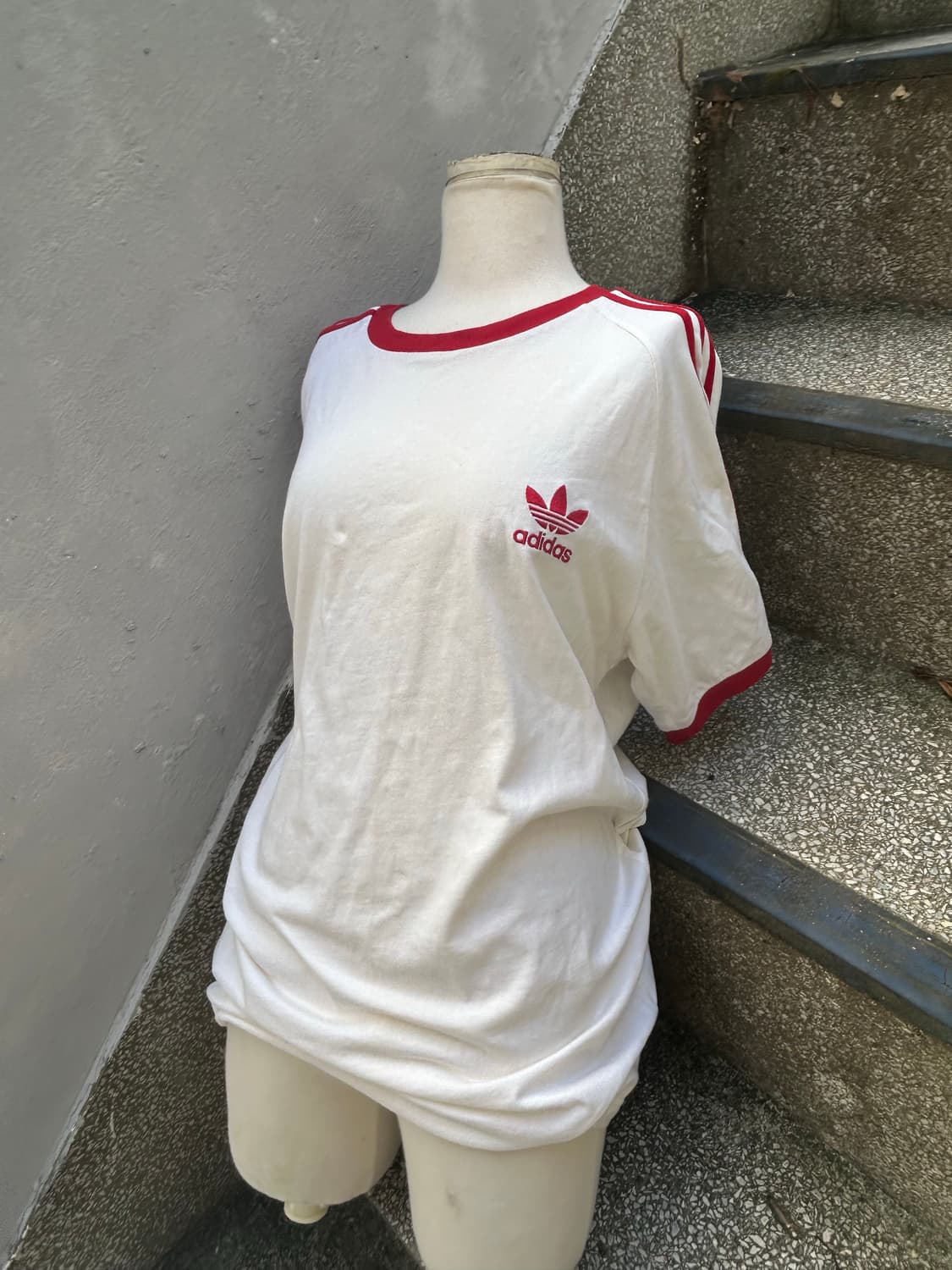VTG 아디다스 흰빨 파이어버드 링거 반팔티 상품이미지1