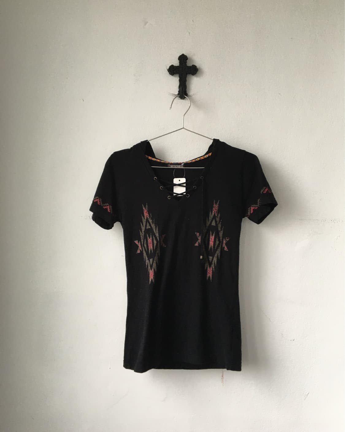 Navaho point lace up hood t shirt 상품이미지2