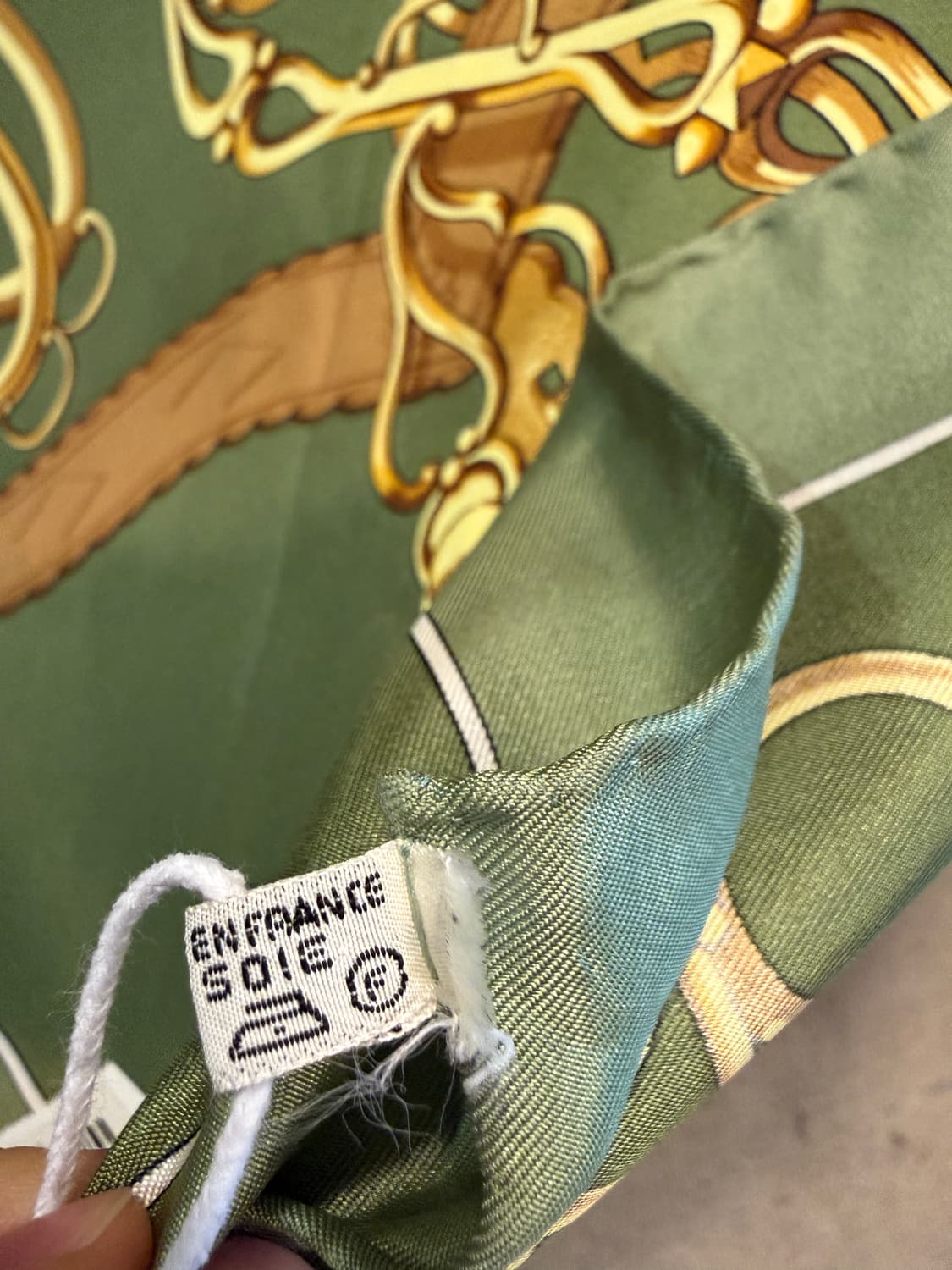 에르메스 클래식 마구 패턴 실크 스카프 그린 90 상품이미지6