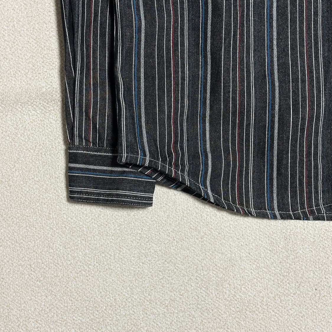 카라쿠 멀티 스트라이프 자카드 데님 워크 셔츠 상품이미지4