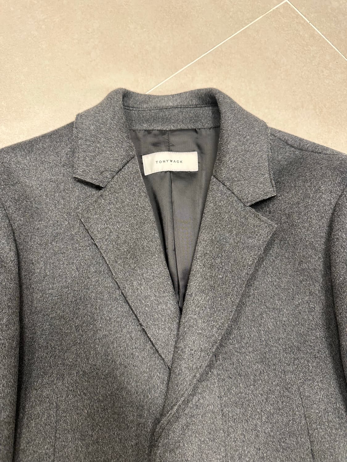토니웩 컷팅 캐시미어 체스터필드 코트 L 그레이 상품이미지2