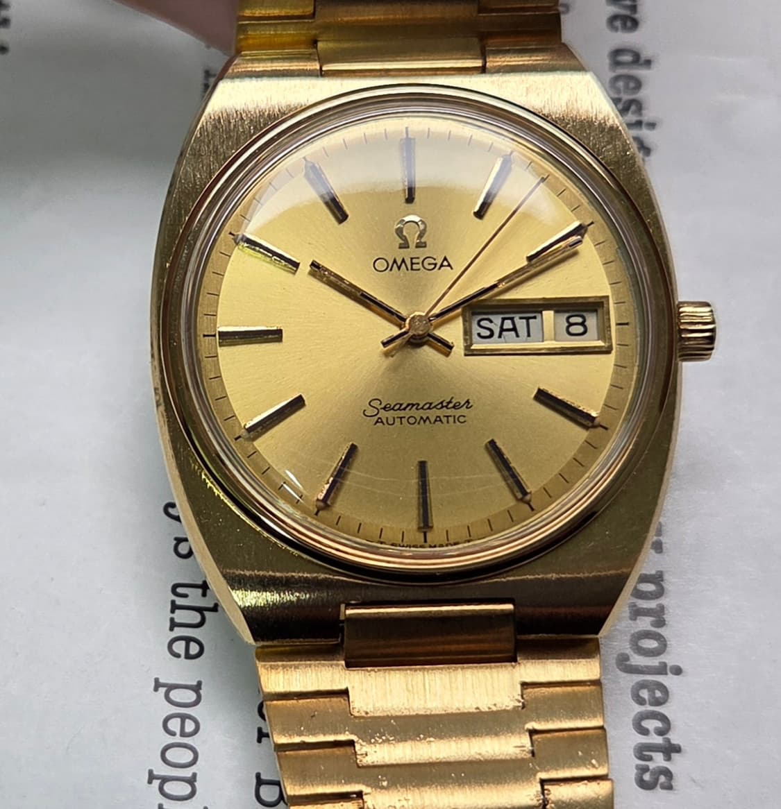 레어] 빈티지 오메가 씨마스터 고구마 데이데이트 올금장 뻐뻐시 브레이슬릿 상품이미지1