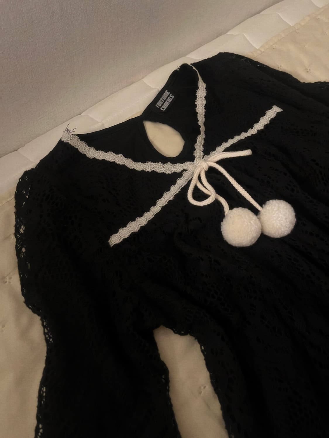 블랙 레이스 리본 폼폼 원피스 공겜여주 리즈리사 핀터깔 디마럽 상품이미지6