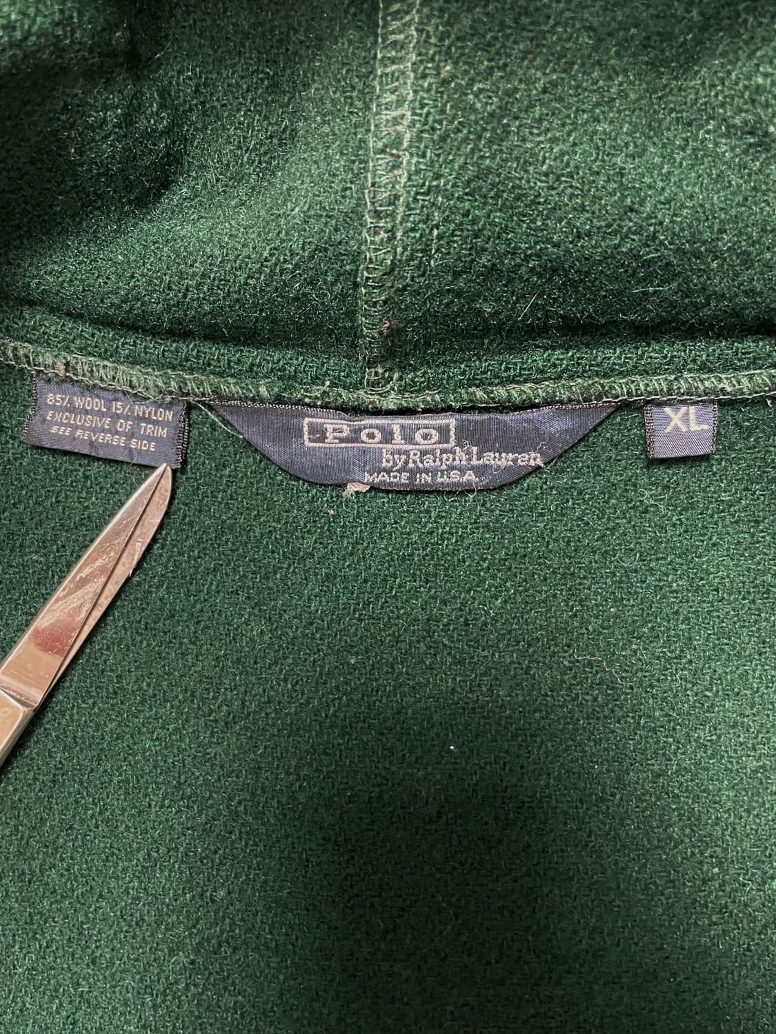 80s-90s Made USA 빈티지 폴로 랄프로렌 블랙와치 패턴 울코트 상품이미지3