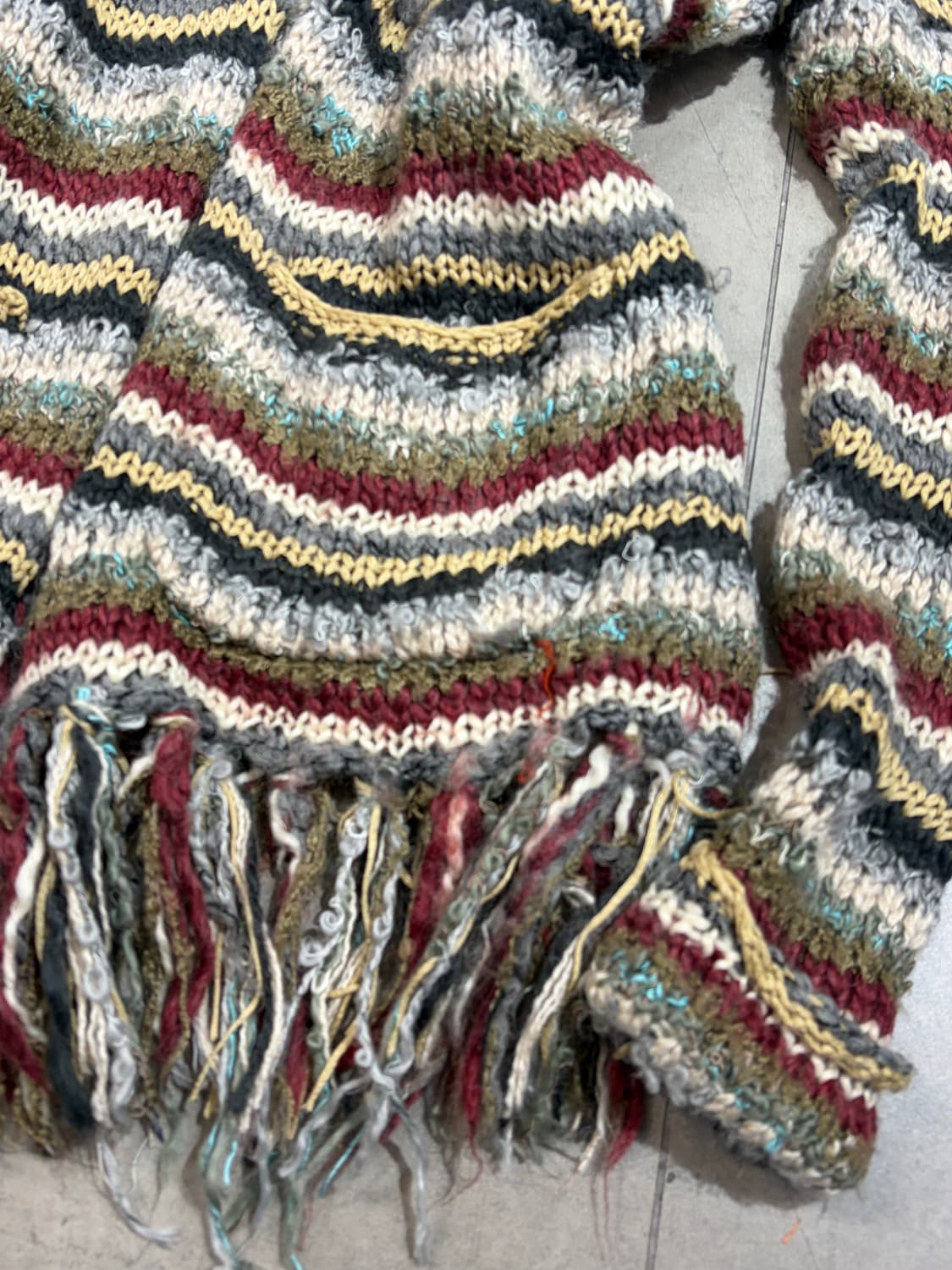 일본 빈티지 히피 무지개떡 테슬 니트 오픈 롱가디건  상품이미지4