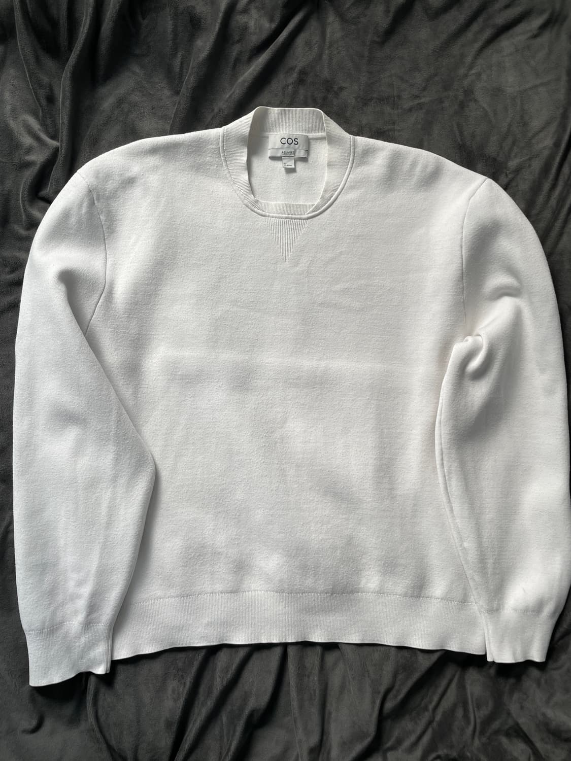 COS 코스 더블페이스 보머 넥 니트 화이트 L사이즈 상품이미지2