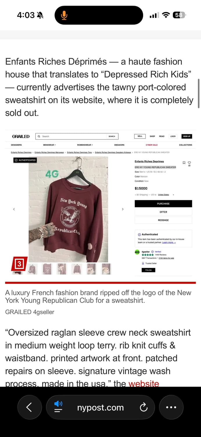 ERD NYYRC CREWNECK M 상품이미지7