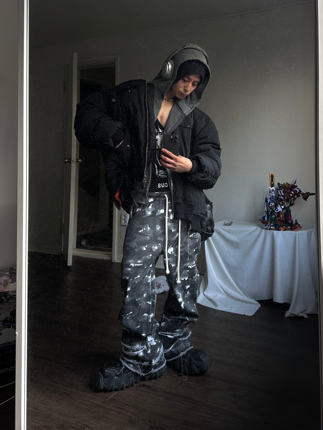 RHNDE 카모 새깅 리프드 플레어 진 상품이미지1